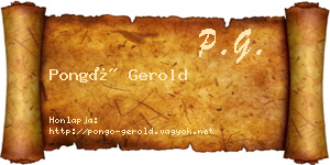 Pongó Gerold névjegykártya